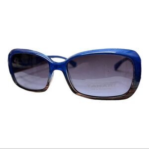 NEW Tahari Ombre Y2K Sunglasses‎ Women’s Blue Brown TH727 100% UV Rectangular